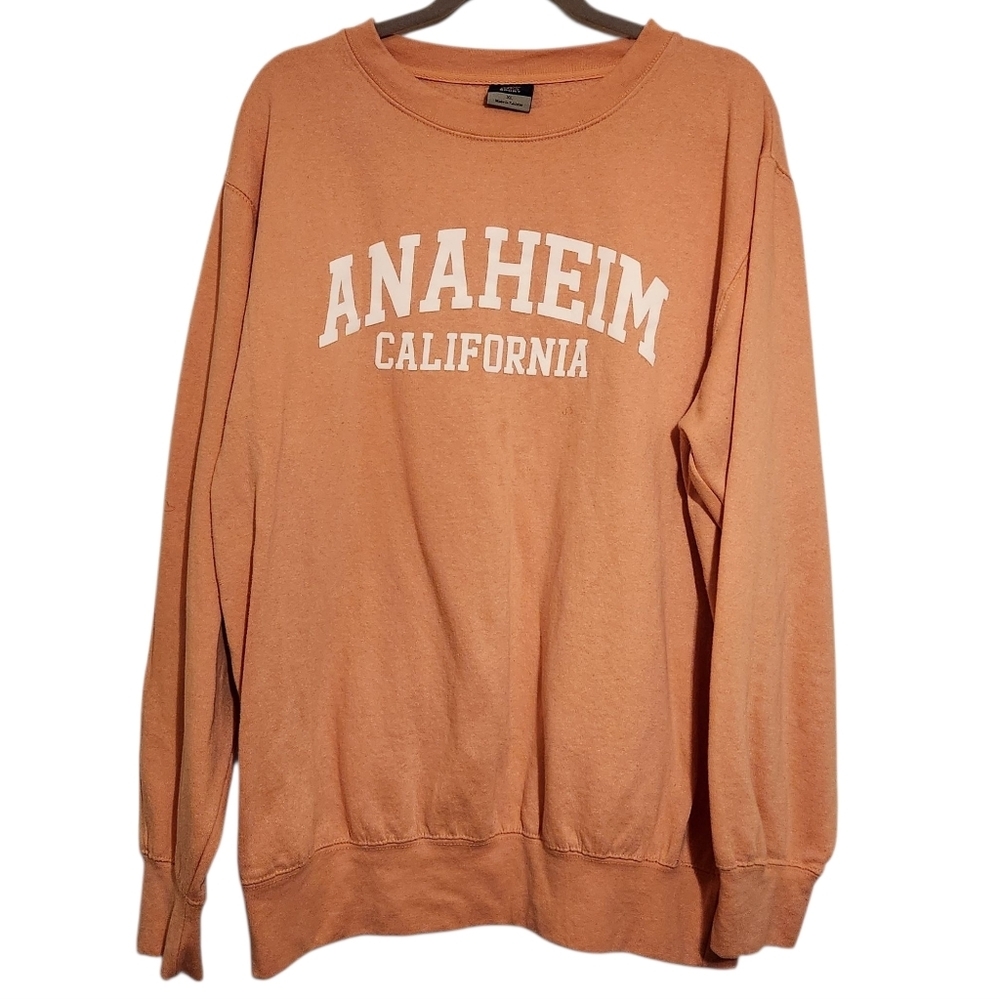 MV Sports | Women's Light Peach Anaheim California Crewneck Sweatshirt (Size XL)